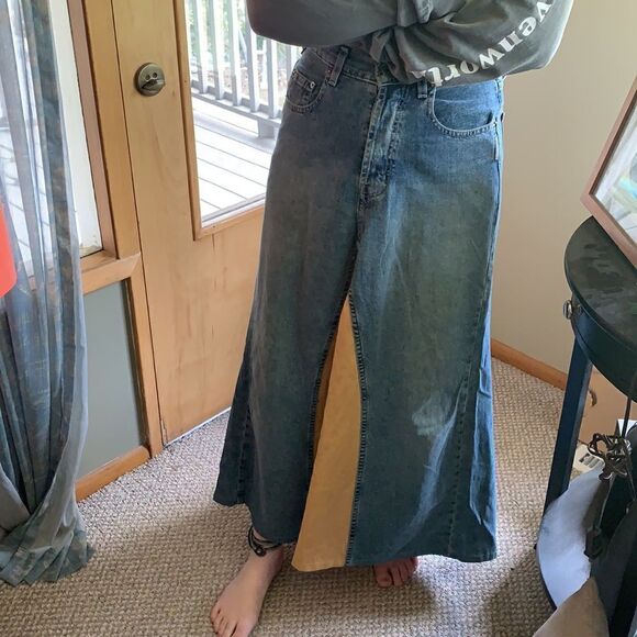 EUC WOMEN’S VINTAGE SILVER JEANS SIZE 30 MOM BUTTONFLY RETRO MAXI SKIRT - Picture 1 of 14